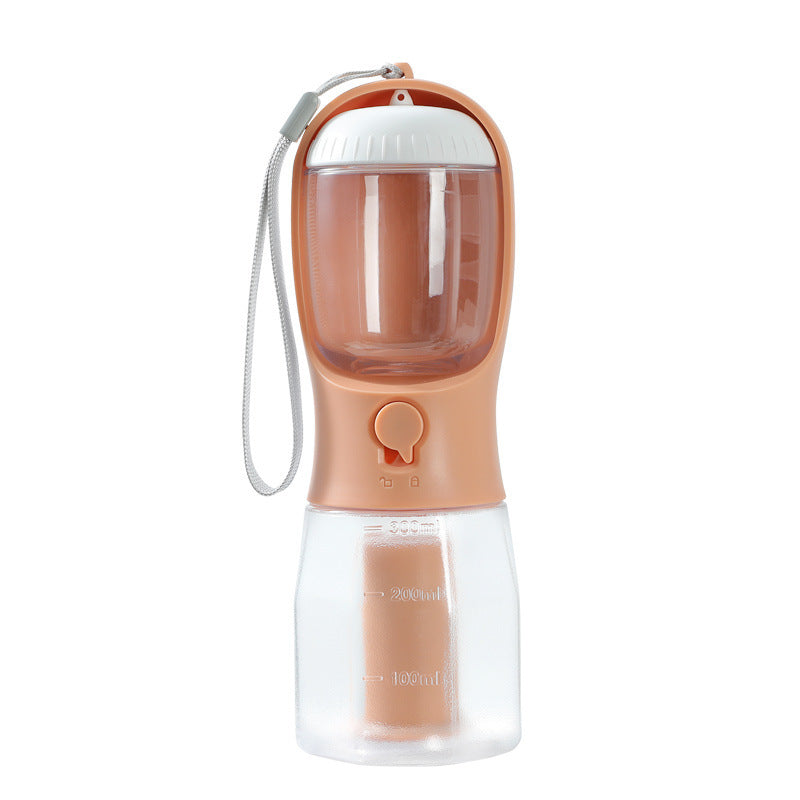 3-in-1 Portable Pet Water Bottle with Food & Waste Bag Dispenser – 300ml