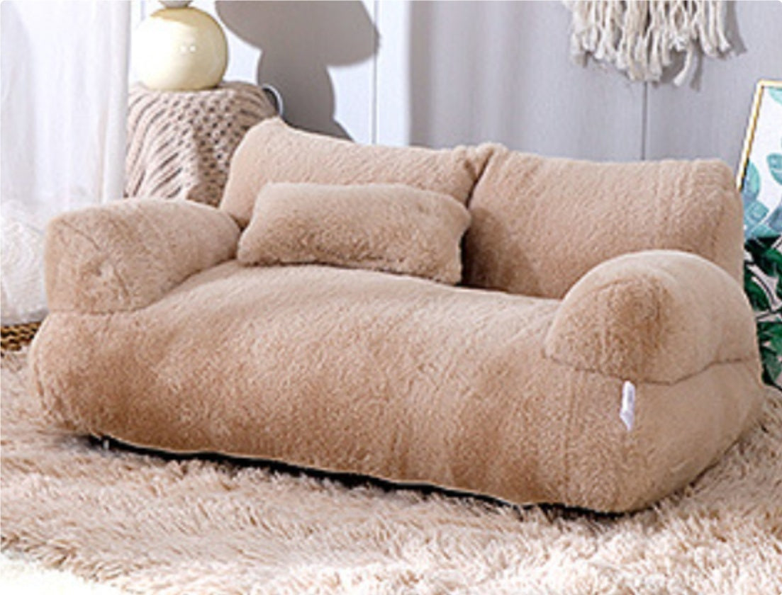 Soft Cat Sofa Bed with Pillow – Cozy Pet Lounger
