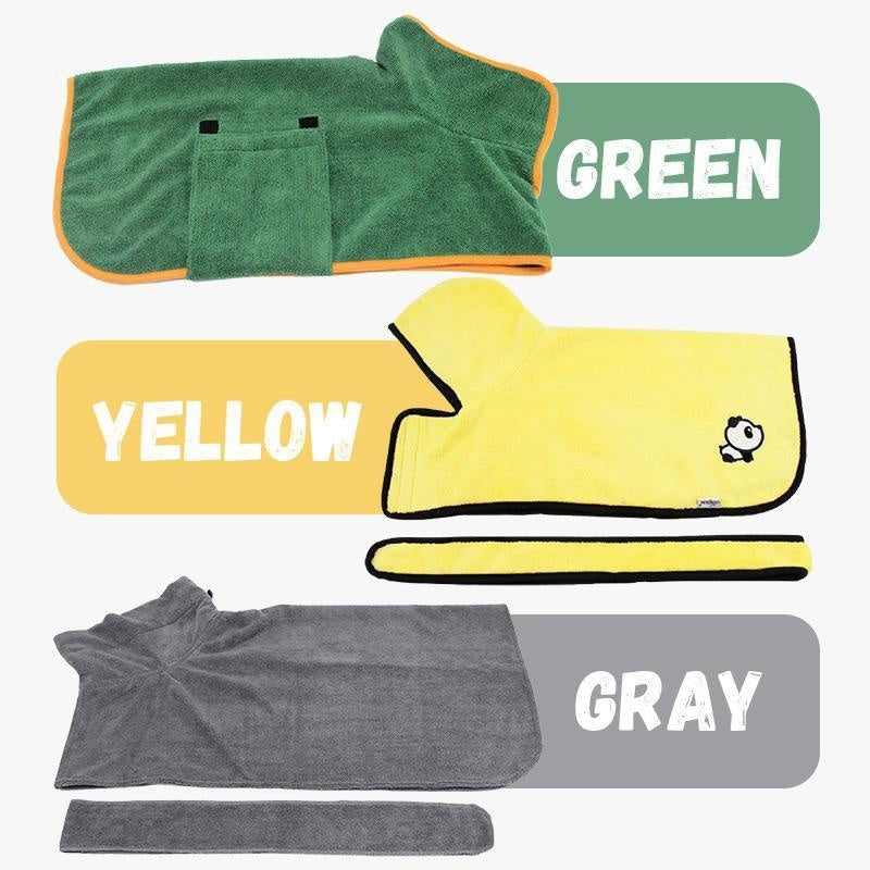 Super Absorbent Dog Bathrobe Towel – Quick Drying Pet Drying Coat with Adjustable Straps