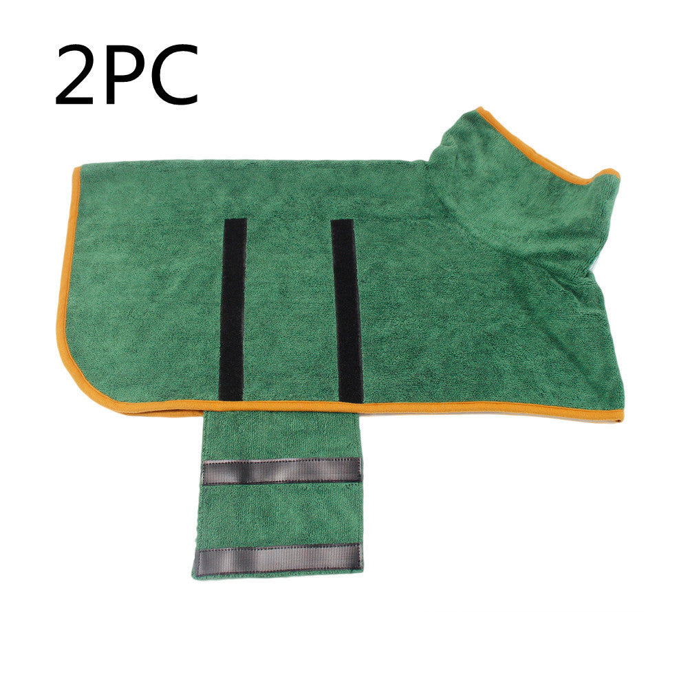 Super Absorbent Dog Bathrobe Towel – Quick Drying Pet Drying Coat with Adjustable Straps