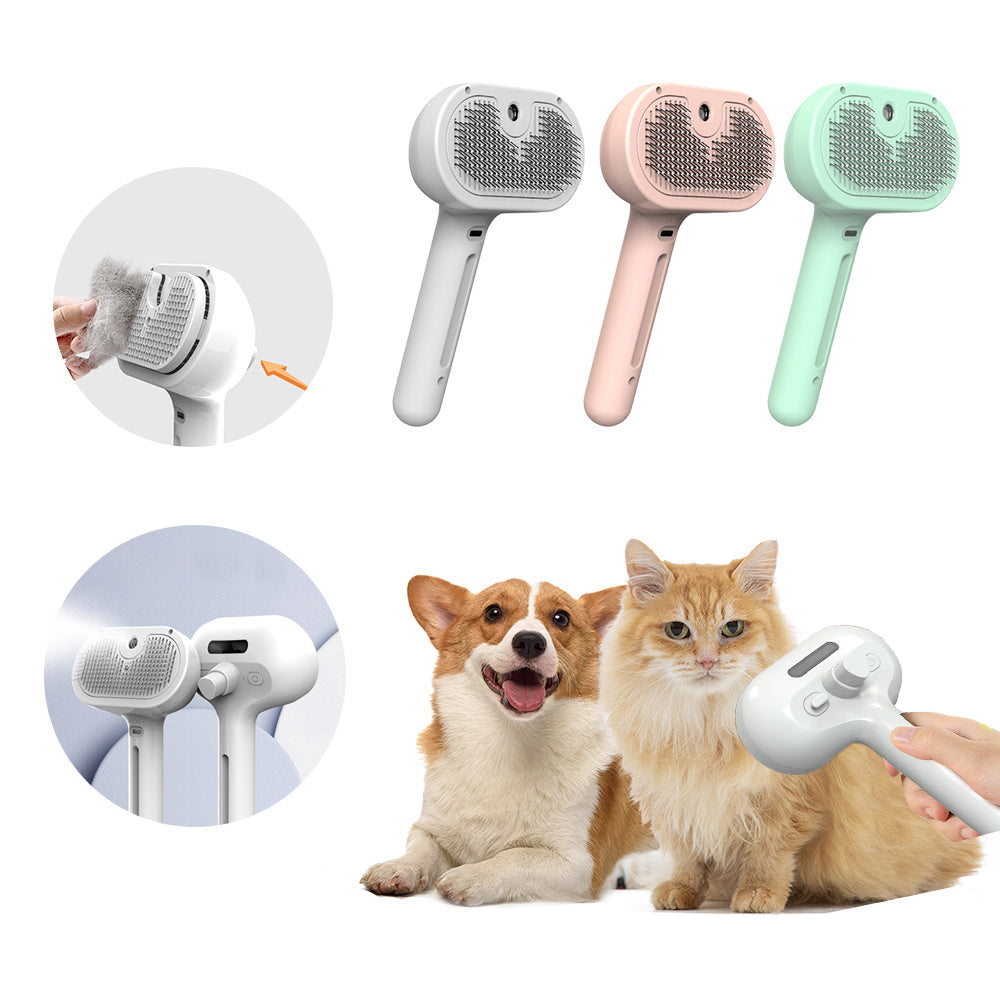 Pet Grooming Brush with Mist Spray – Dematting Comb & Hair Remover for Dogs & Cats