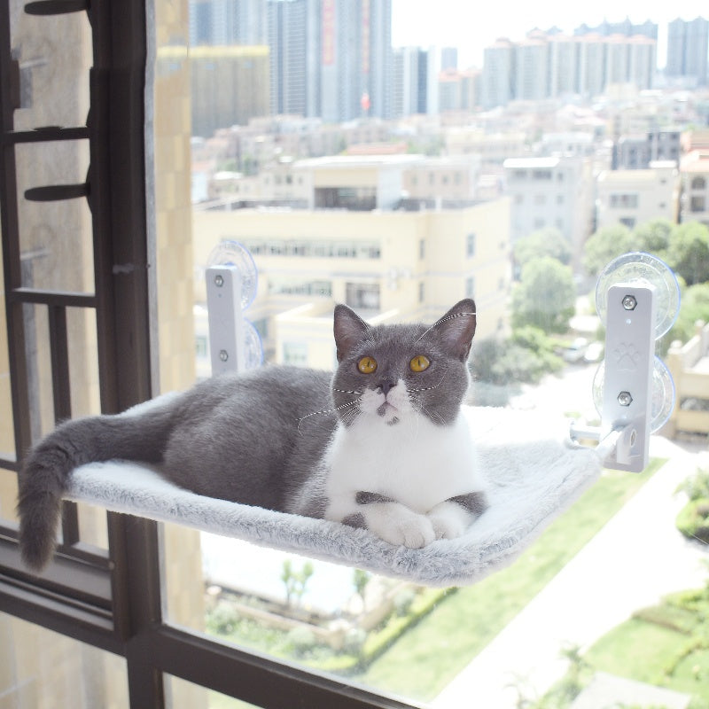 Luxury Plush Cat Window Perch – Suction Cup Hanging Bed