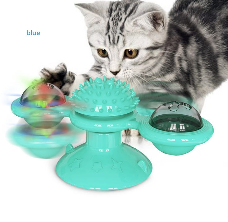 Interactive Suction Windmill Cat Toy – Catnip, Luminous Ball & Teeth Grinding