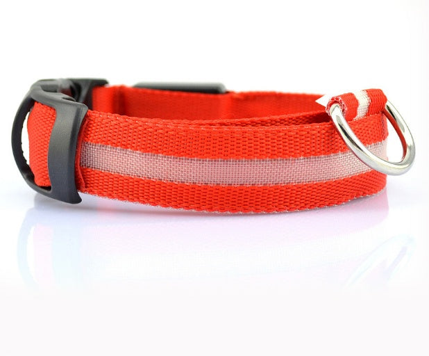 LED Nylon Dog Leash & Collar Set – Glow-in-the-Dark Flashing Pet Gear for Night Safety