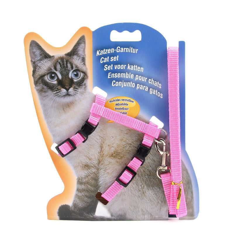 Adjustable Nylon Pet Harness with Leash – Comfortable Chest Strap for Dogs & Cats