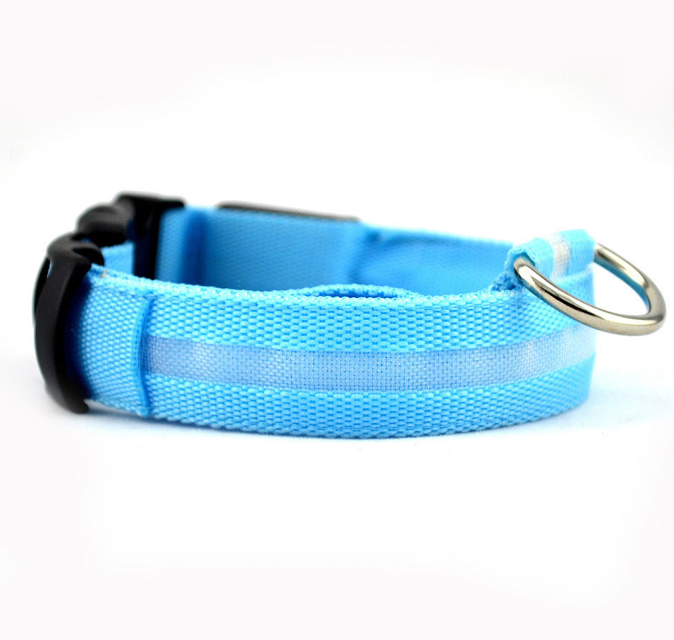 LED Nylon Dog Leash & Collar Set – Glow-in-the-Dark Flashing Pet Gear for Night Safety