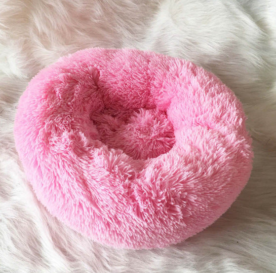 Luxury Calming Donut Pet Bed – Anti-Anxiety Plush Bed for Dogs & Cats