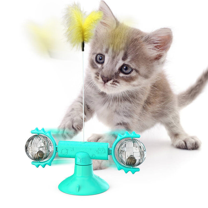 Interactive Suction Windmill Cat Toy – Catnip, Luminous Ball & Teeth Grinding