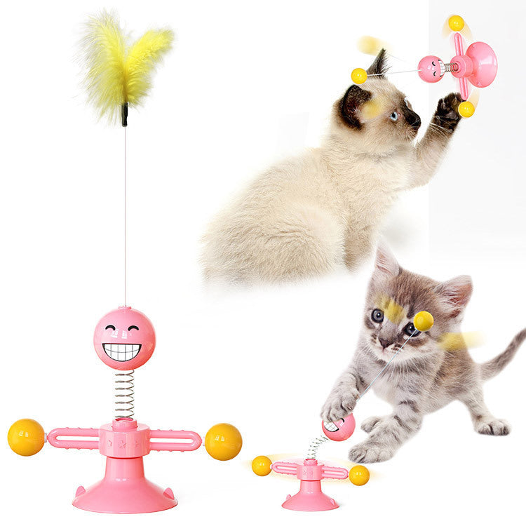 Interactive Suction Windmill Cat Toy – Catnip, Luminous Ball & Teeth Grinding