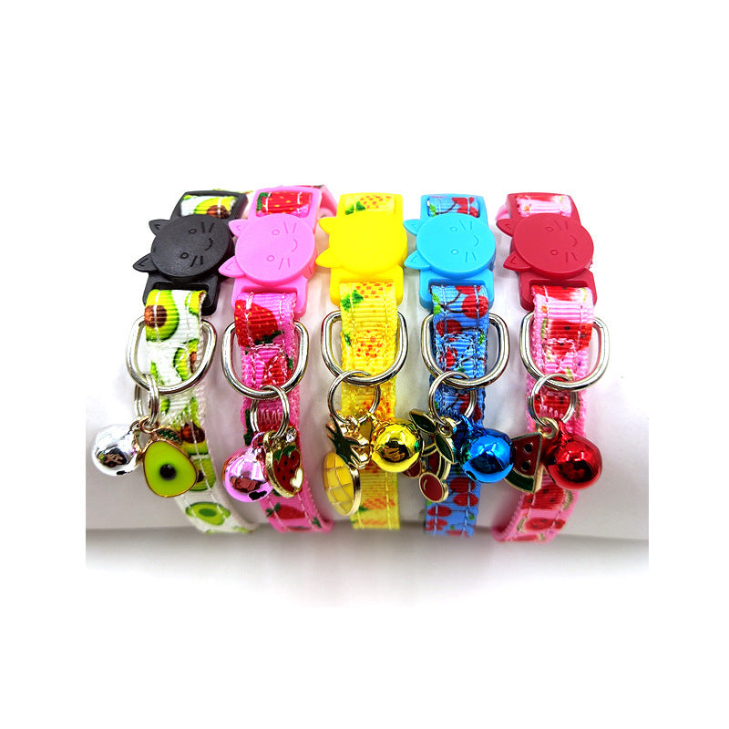 Pat Aegis Fruit Print Nylon Pet Collar – Adjustable Cute Dog & Cat Collar
