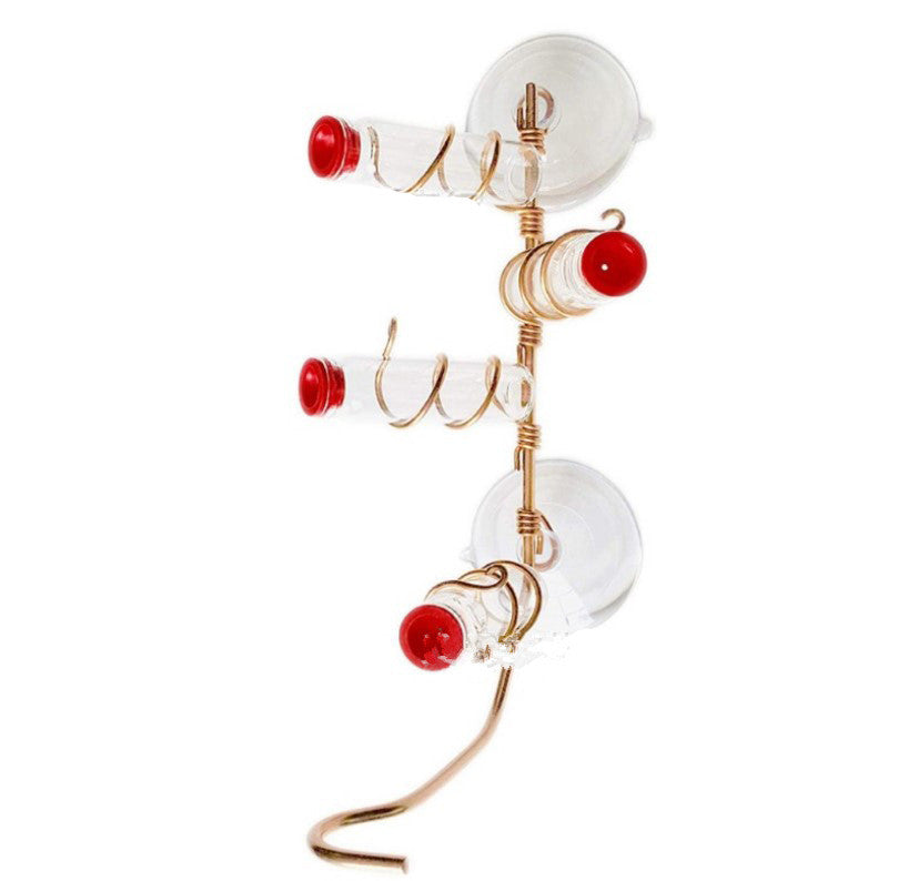 Handmade Copper Wire Hummingbird Feeder – PET Bottle Garden Feeder with Suction Cups