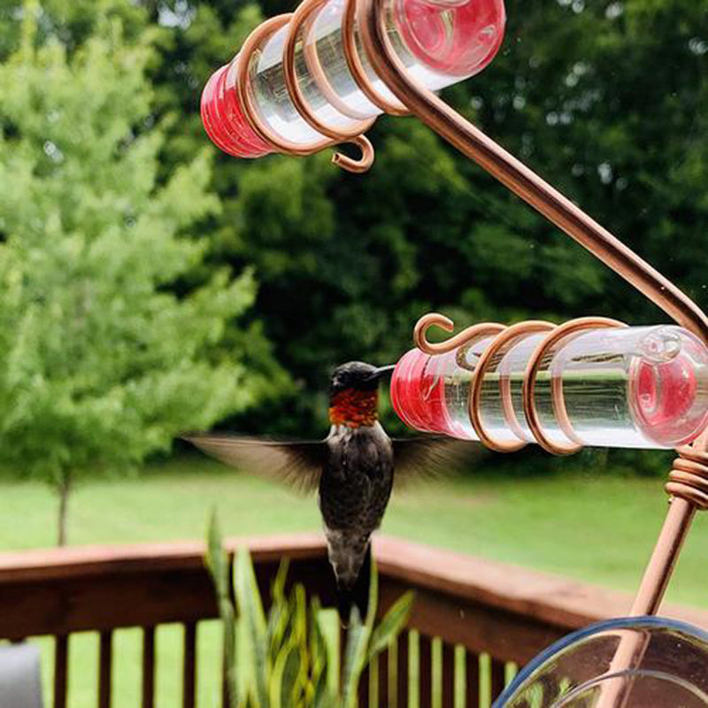 Handmade Copper Wire Hummingbird Feeder – PET Bottle Garden Feeder with Suction Cups