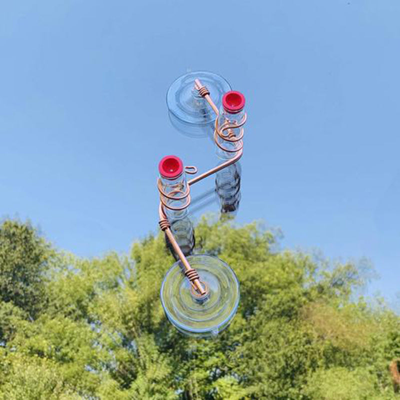 Handmade Copper Wire Hummingbird Feeder – PET Bottle Garden Feeder with Suction Cups