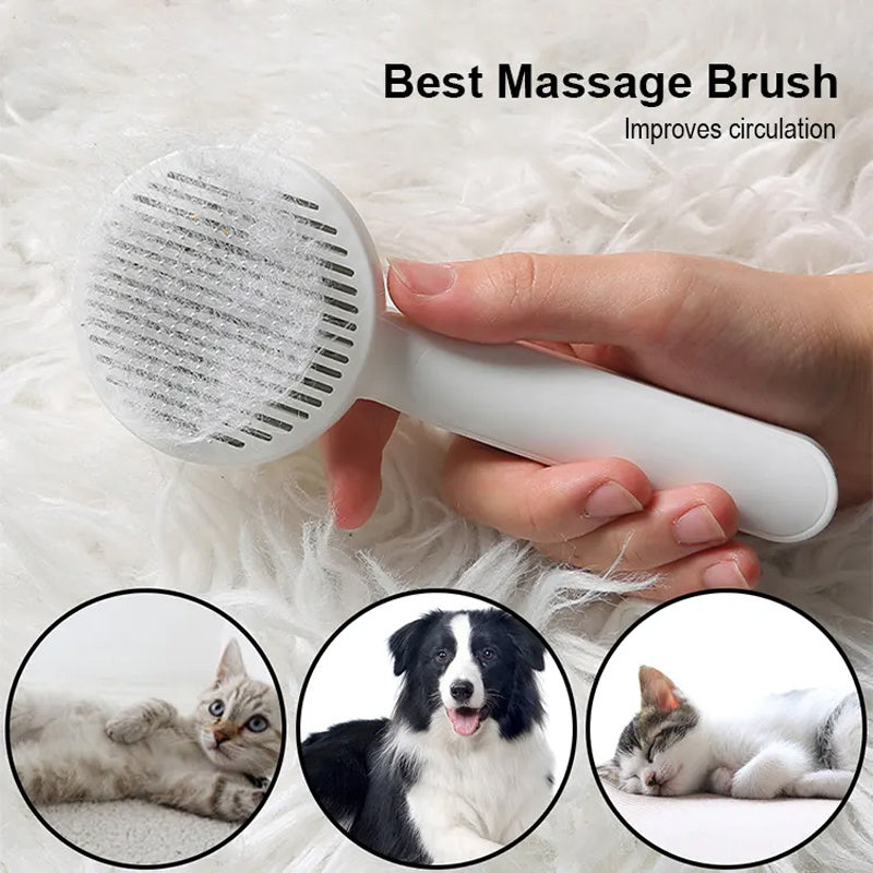 Self-Cleaning Slicker Brush for Dogs & Cats – Grooming, Shedding & Massage Tool