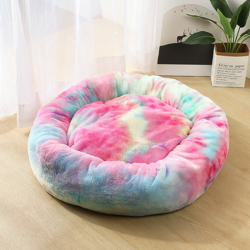 Luxury Calming Donut Pet Bed – Anti-Anxiety Plush Bed for Dogs & Cats