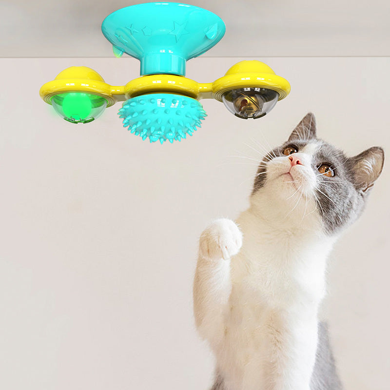 Interactive Suction Windmill Cat Toy – Catnip, Luminous Ball & Teeth Grinding