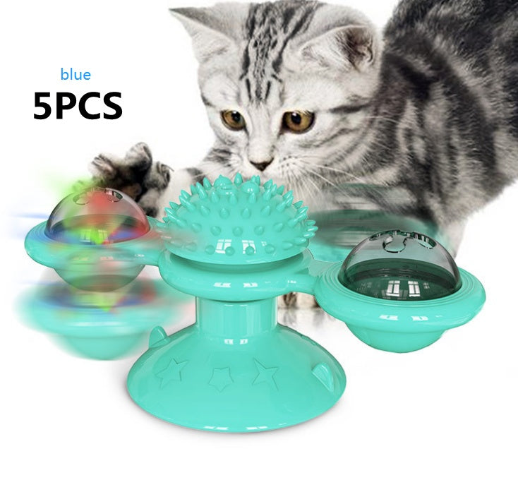 Interactive Suction Windmill Cat Toy – Catnip, Luminous Ball & Teeth Grinding