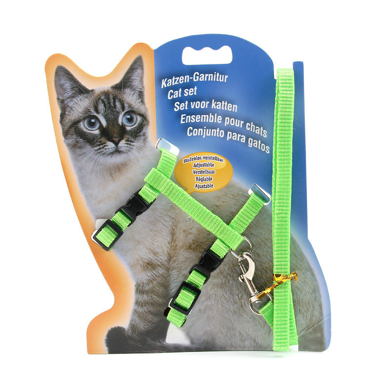 Adjustable Nylon Pet Harness with Leash – Comfortable Chest Strap for Dogs & Cats