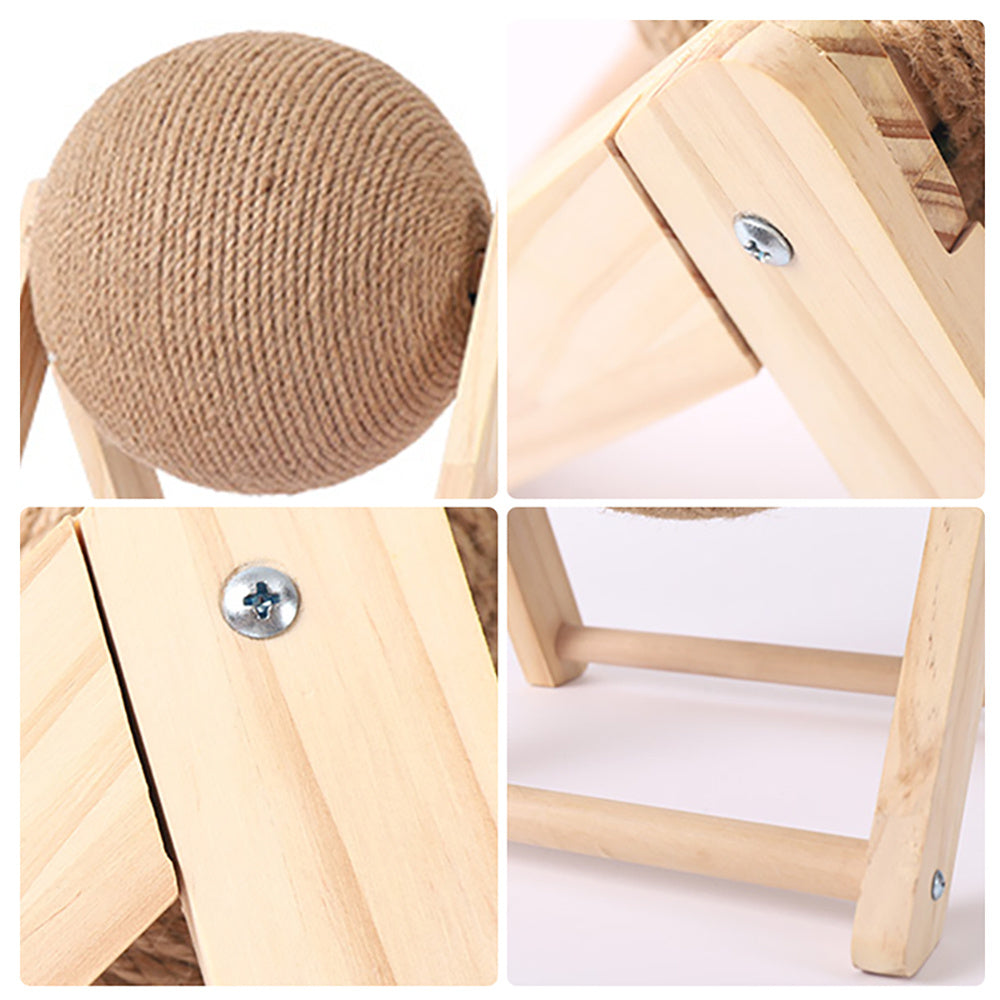 Wooden Cat Scratch Ball – Furniture Protection Toy with Hemp Rope