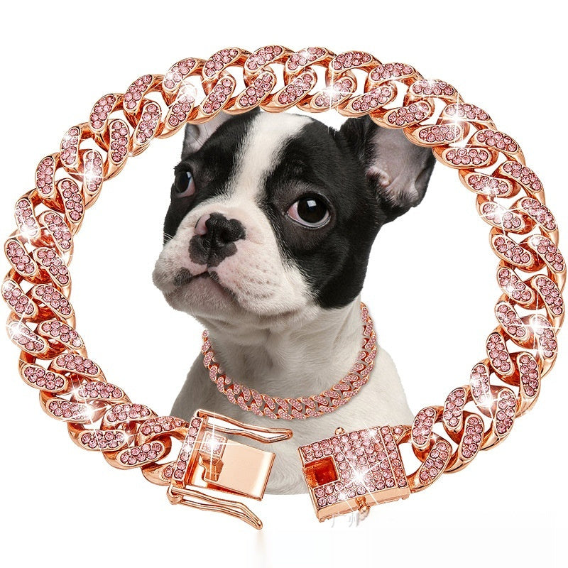 Cuban Chain Diamond Walking Metal Chain Collar