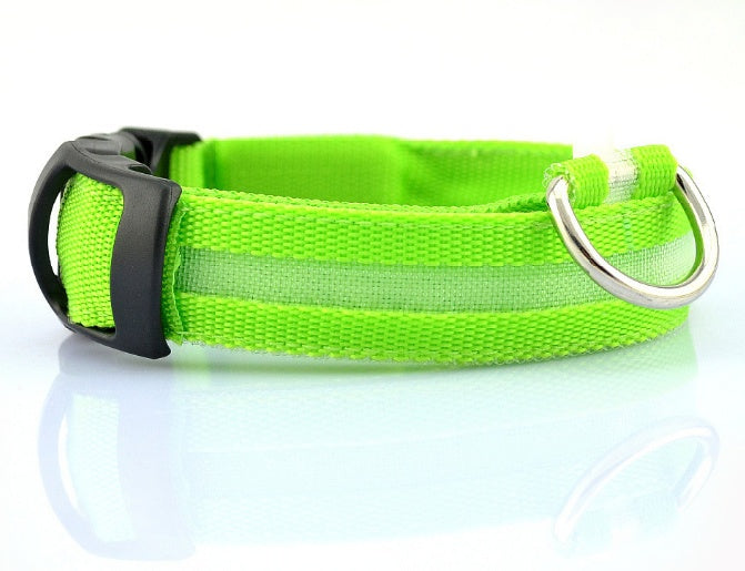 LED Nylon Dog Leash & Collar Set – Glow-in-the-Dark Flashing Pet Gear for Night Safety