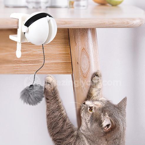 Interactive Electric Cat Toy with Rope & Real Fur Ball – Fun Play Ball for Cats