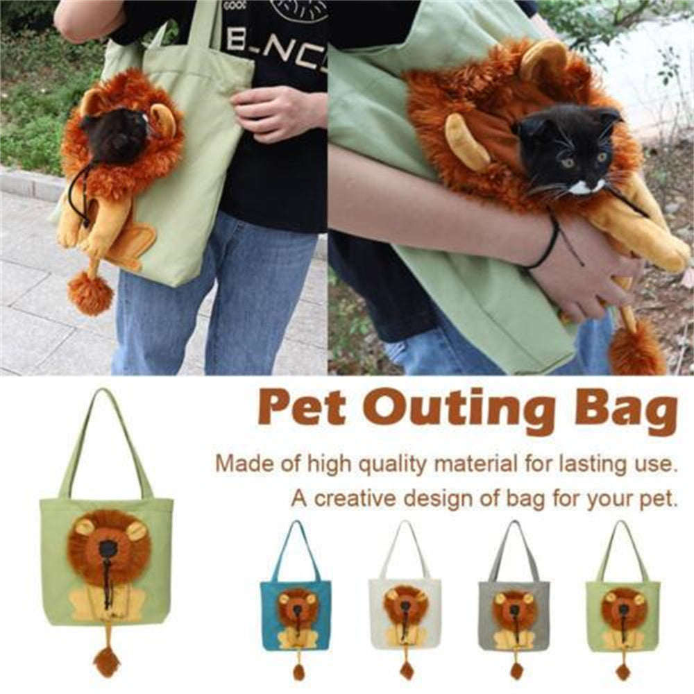Lion Design Pet Carrier Backpack – Breathable Canvas Sling for Small Dogs & Cats (Up to 5 lbs)