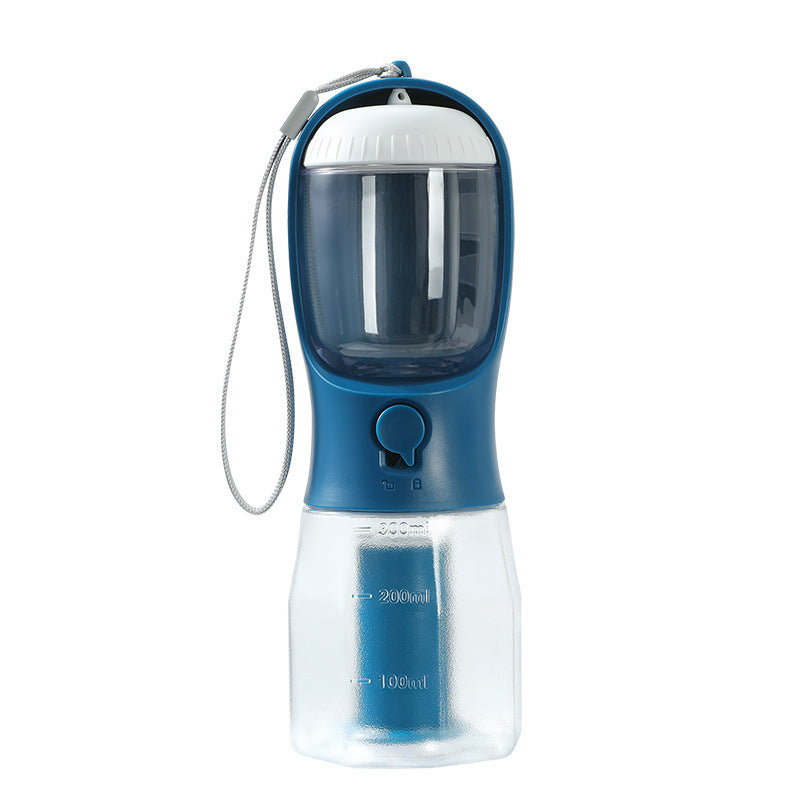 3-in-1 Portable Pet Water Bottle with Food & Waste Bag Dispenser – 300ml