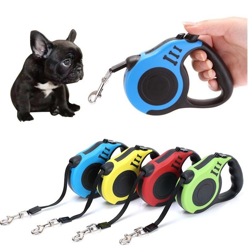 Retractable Pet Leash with One-Hand Lock – Durable Nylon Lead for Dogs & Cats