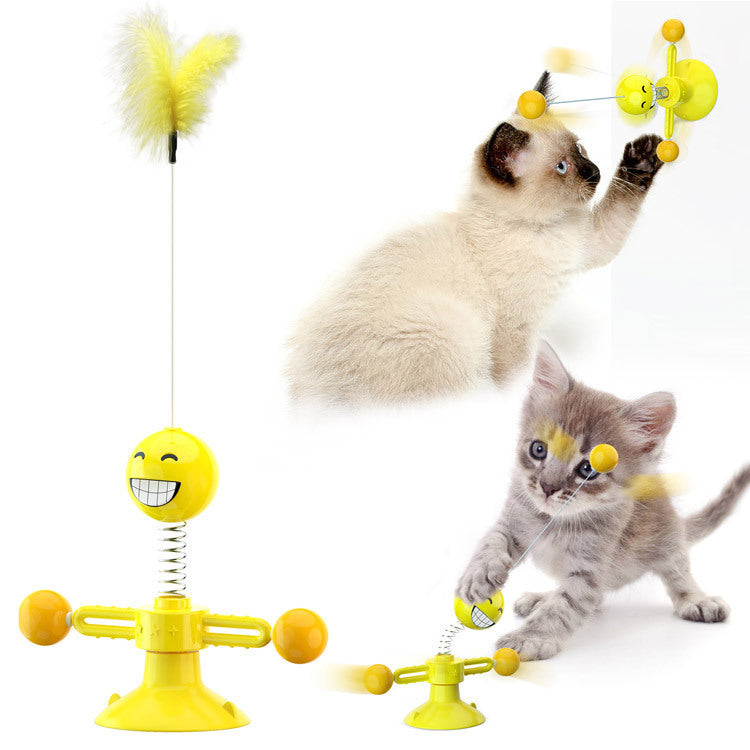 Interactive Suction Windmill Cat Toy – Catnip, Luminous Ball & Teeth Grinding