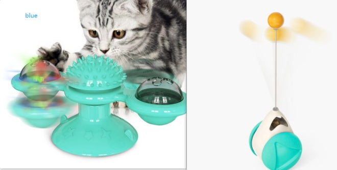 Interactive Suction Windmill Cat Toy – Catnip, Luminous Ball & Teeth Grinding