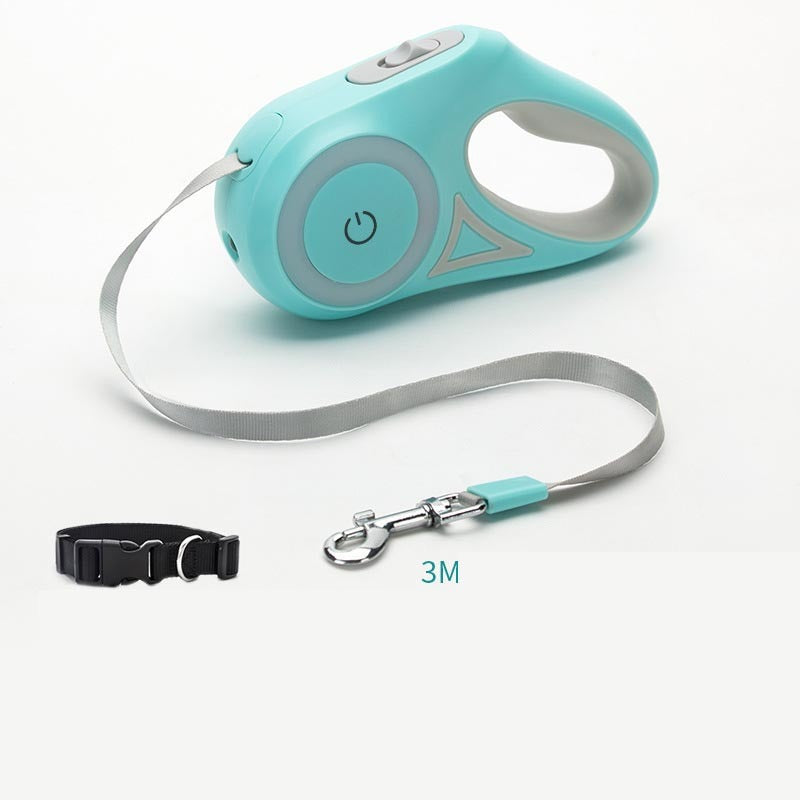 Retractable Dog Leash with One-Hand Brake – Telescopic, Explosion-Proof Options, with Optional Collar