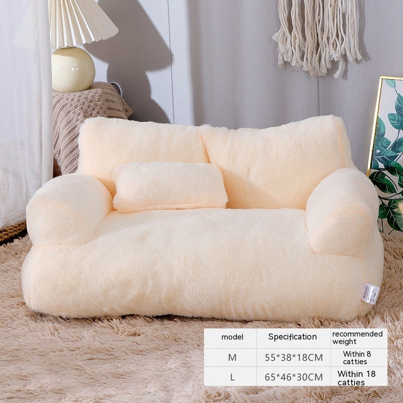 Soft Cat Sofa Bed with Pillow – Cozy Pet Lounger