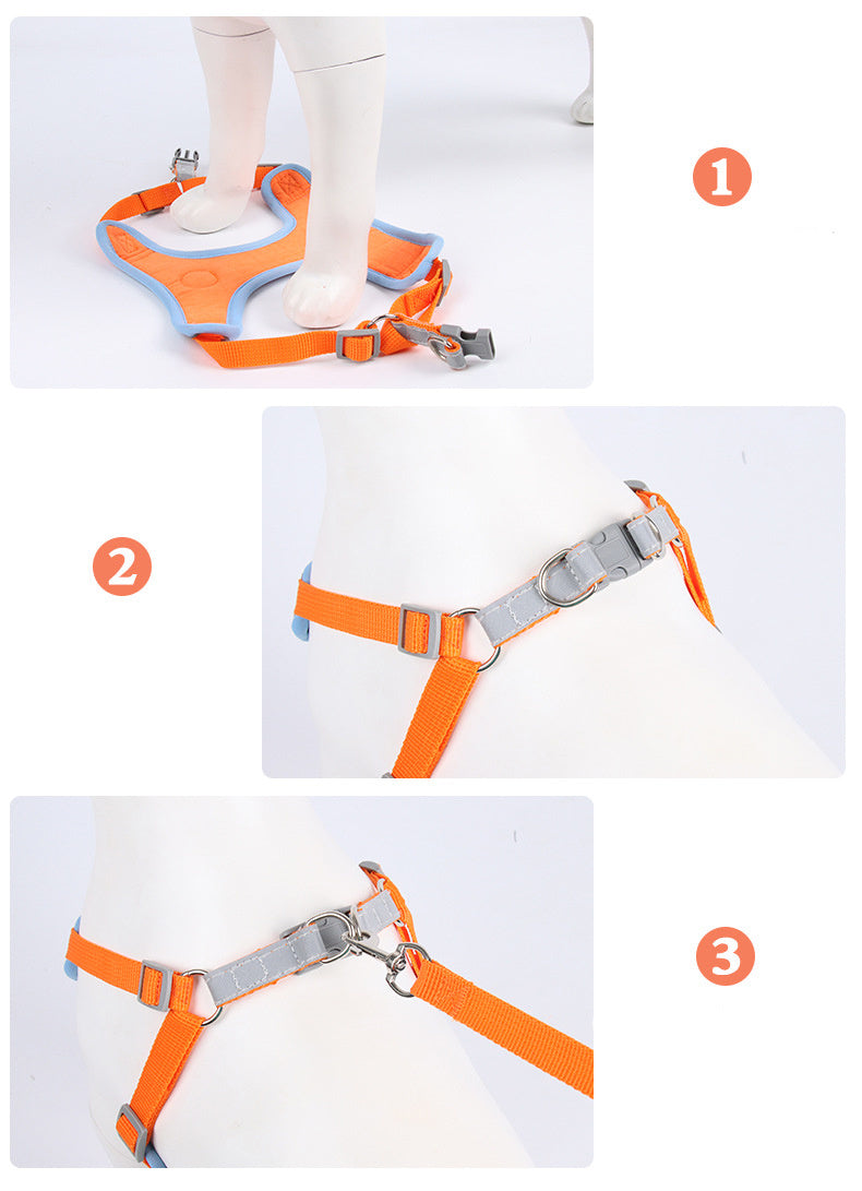Reflective Dog Harness with Leash – Soft Suede, Lightweight & Comfortable