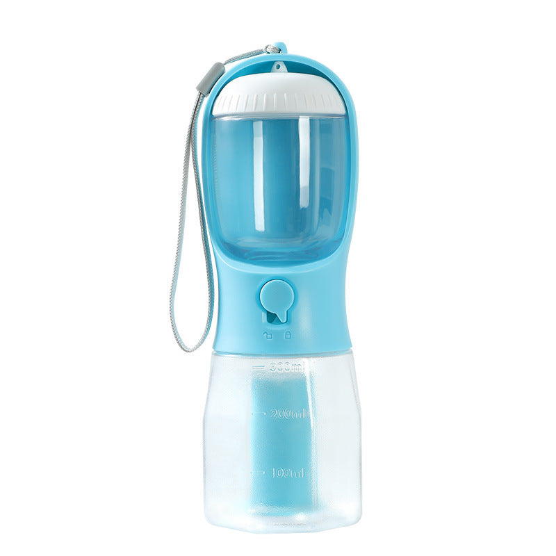 3-in-1 Portable Pet Water Bottle with Food & Waste Bag Dispenser – 300ml