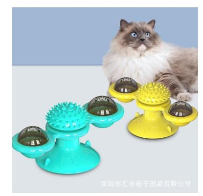 Interactive Suction Windmill Cat Toy – Catnip, Luminous Ball & Teeth Grinding
