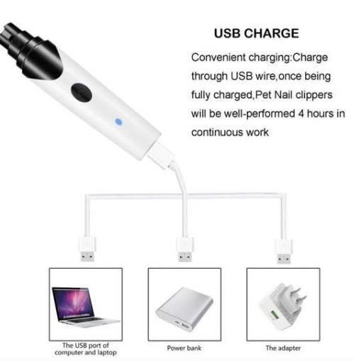 USB Rechargeable Pet Nail Grinder – Low Noise & Safe Grooming Tool for Dogs, Cats & Small Pets