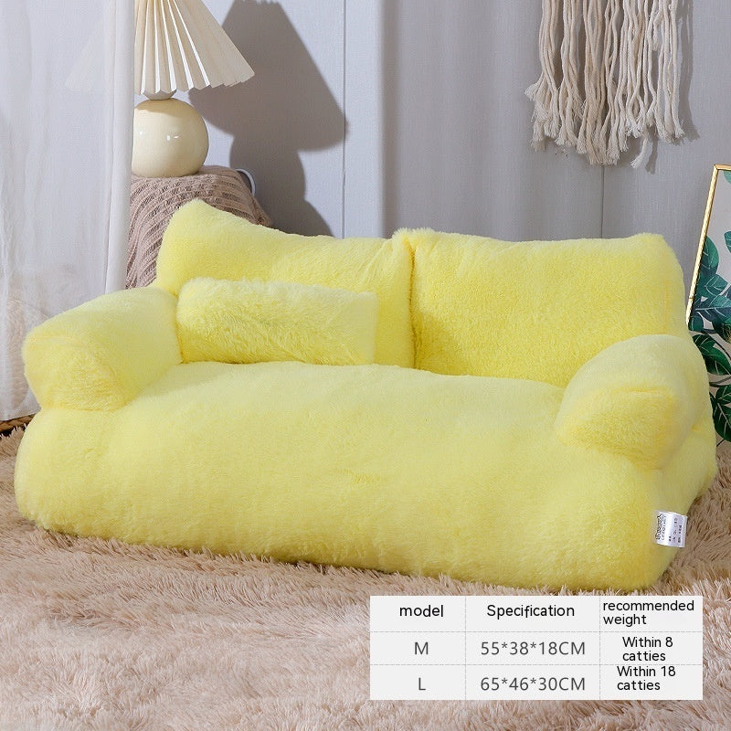 Soft Cat Sofa Bed with Pillow – Cozy Pet Lounger
