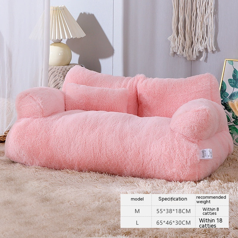 Soft Cat Sofa Bed with Pillow – Cozy Pet Lounger