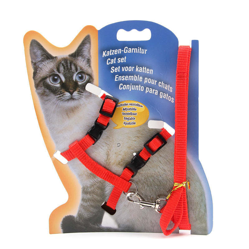 Adjustable Nylon Pet Harness with Leash – Comfortable Chest Strap for Dogs & Cats