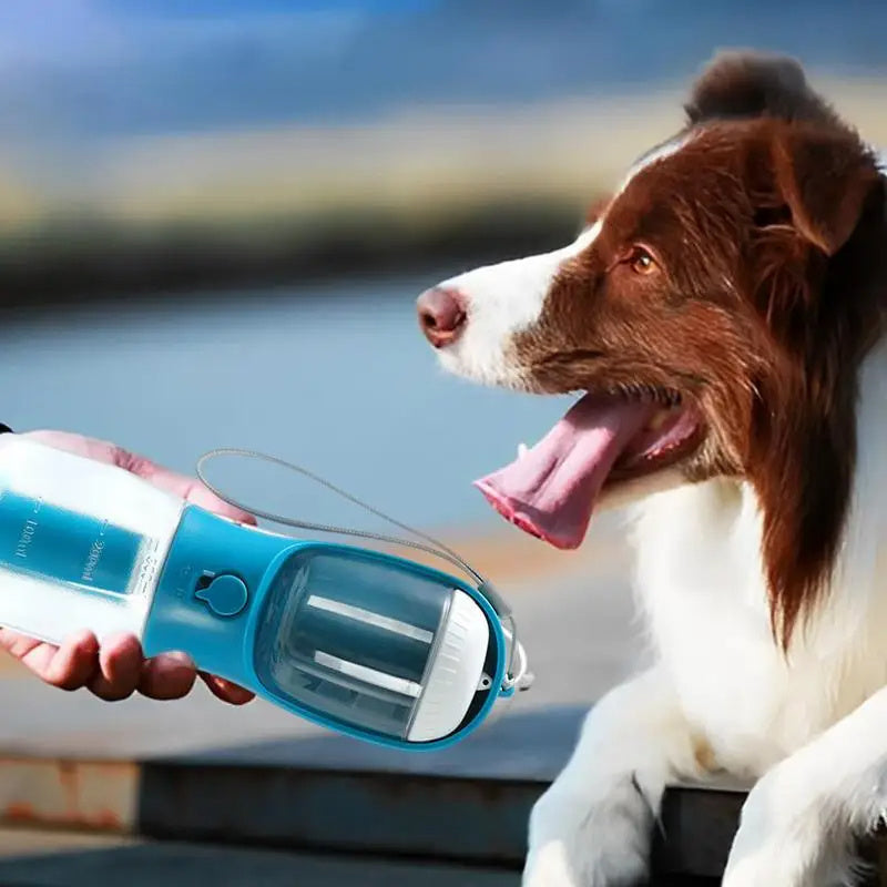 3-in-1 Portable Pet Water Bottle with Food & Waste Bag Dispenser – 300ml