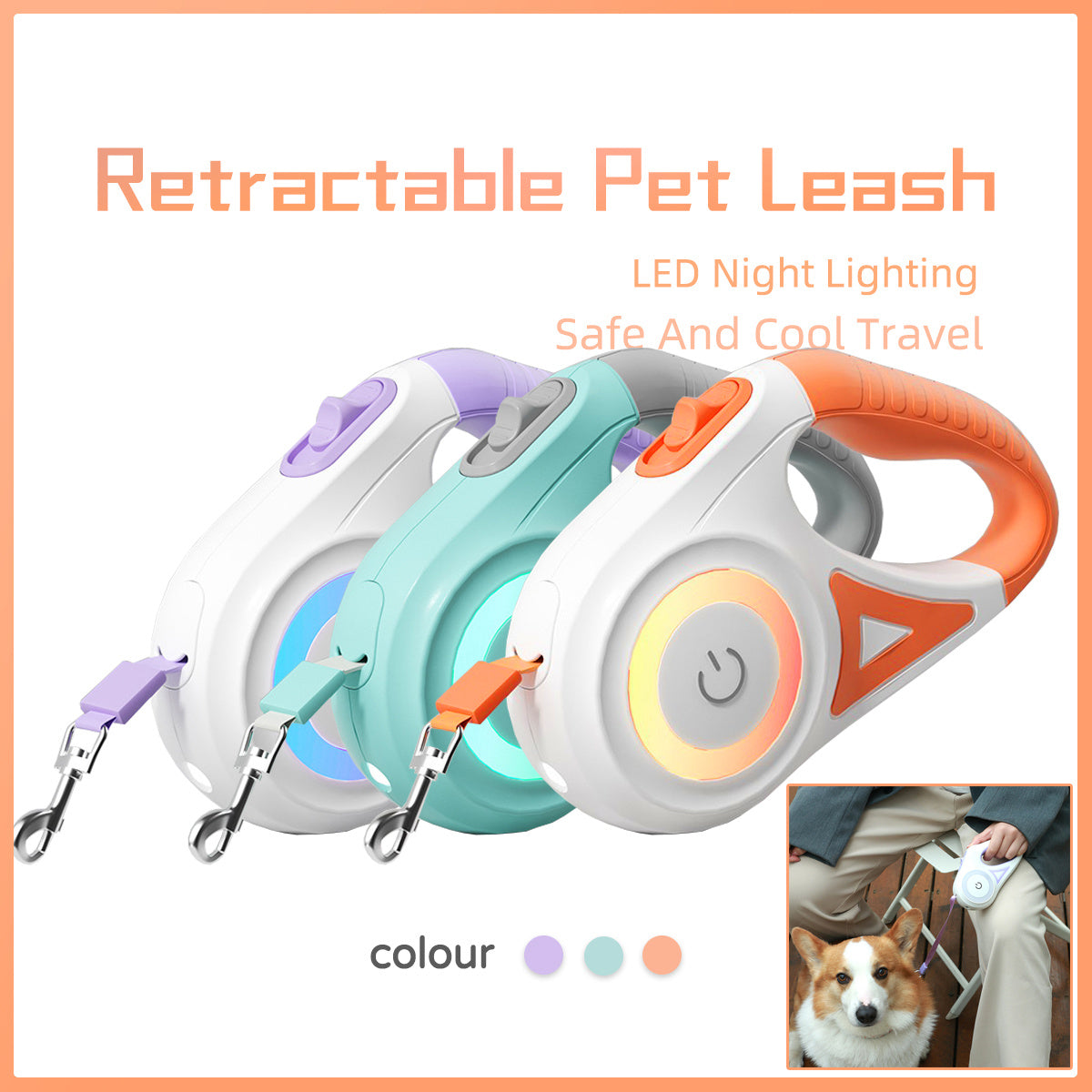 Retractable Dog Leash with One-Hand Brake – Telescopic, Explosion-Proof Options, with Optional Collar