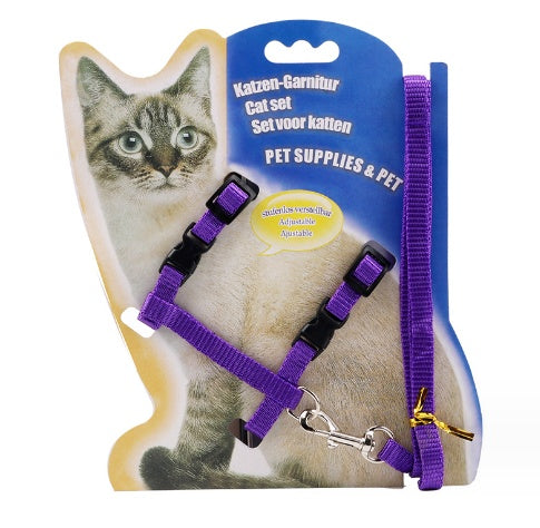 Adjustable Nylon Pet Harness with Leash – Comfortable Chest Strap for Dogs & Cats