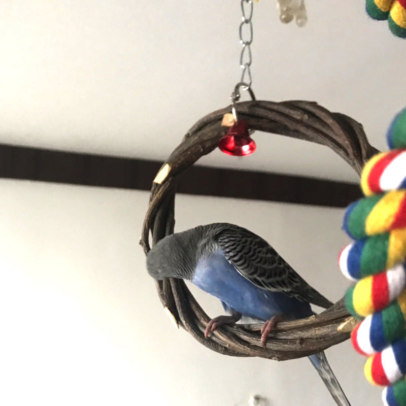 Natural Apple Wood Bird Perch Ring – Chew & Play Toy for Small to Medium Birds