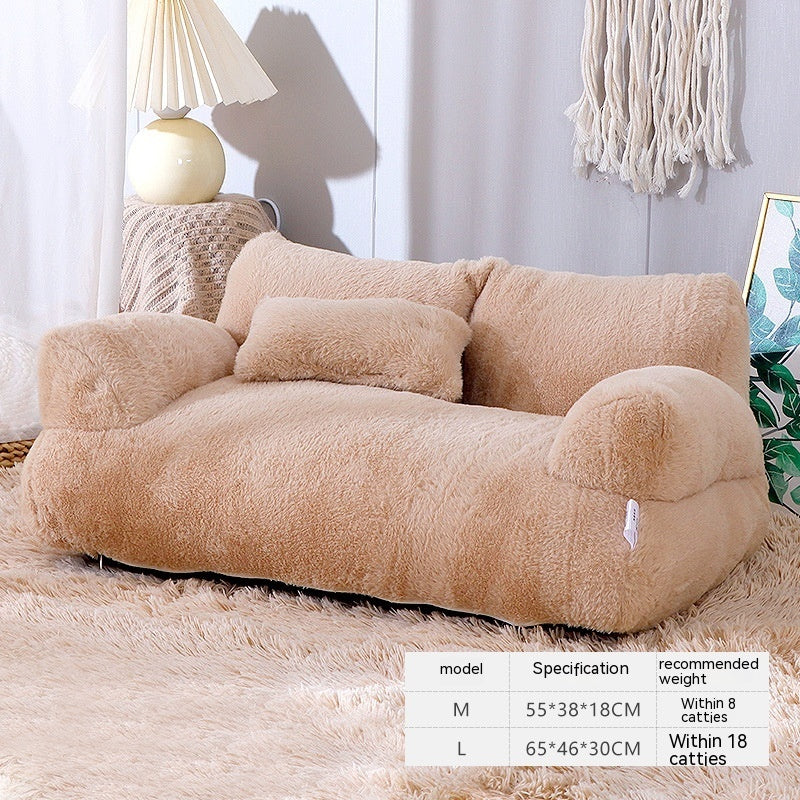 Soft Cat Sofa Bed with Pillow – Cozy Pet Lounger