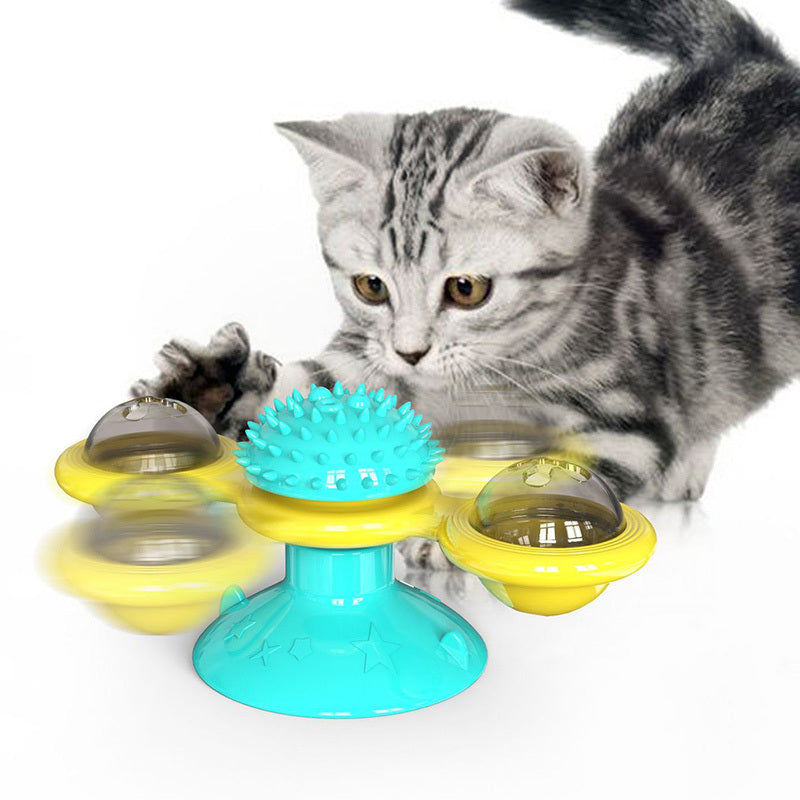 Interactive Suction Windmill Cat Toy – Catnip, Luminous Ball & Teeth Grinding