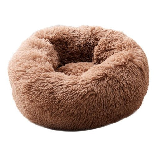 Luxury Calming Donut Pet Bed – Anti-Anxiety Plush Bed for Dogs & Cats