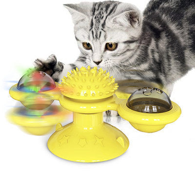 Interactive Suction Windmill Cat Toy – Catnip, Luminous Ball & Teeth Grinding