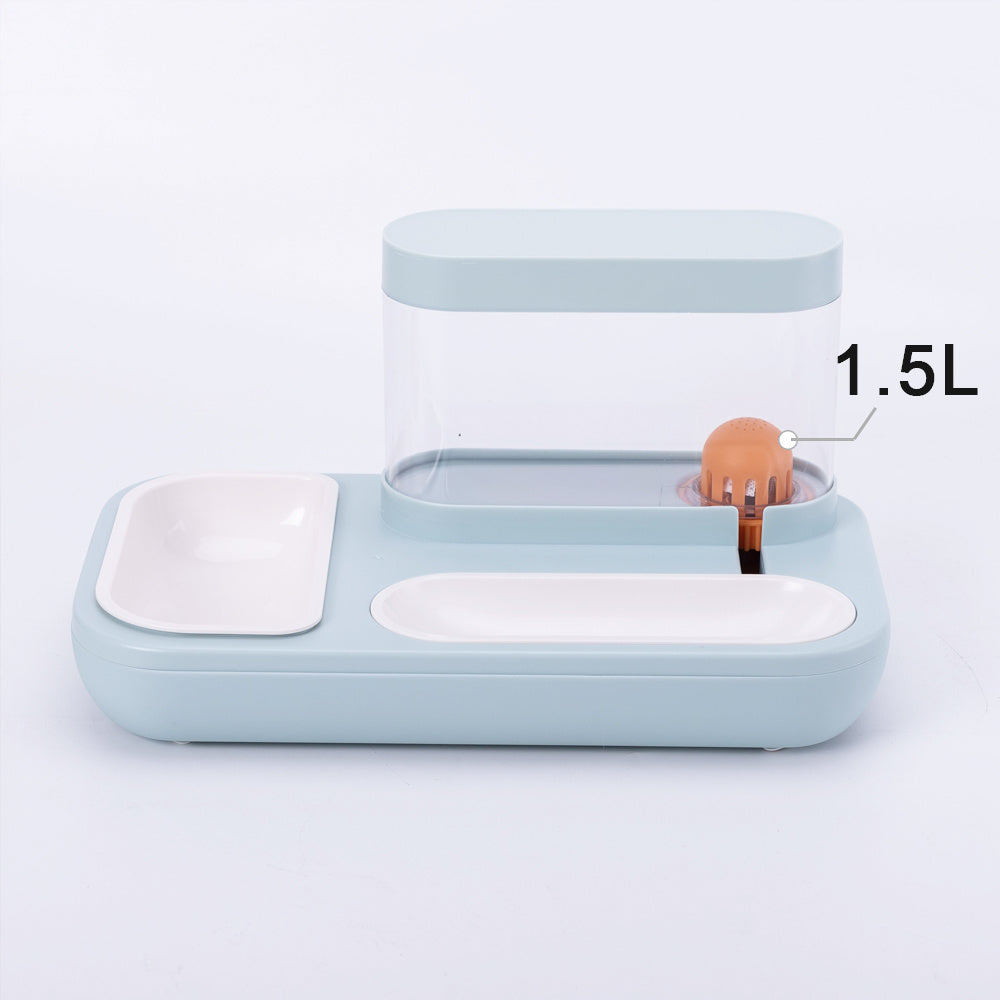 1.5L Double Pet Bowl with Water Dispenser – Food & Water Feeder for Cats & Dogs