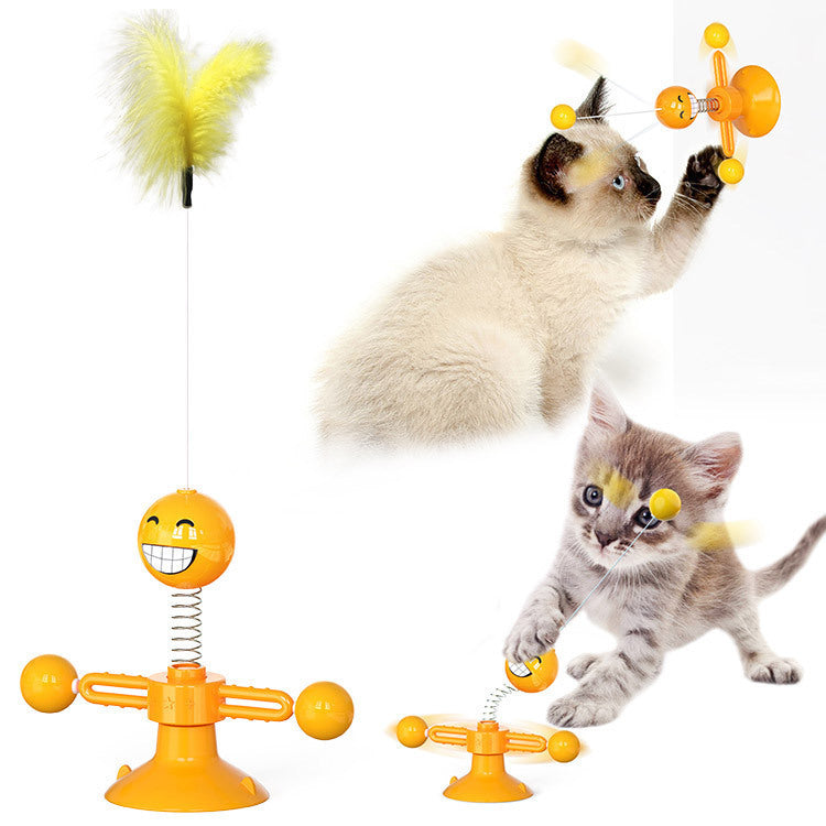 Interactive Suction Windmill Cat Toy – Catnip, Luminous Ball & Teeth Grinding